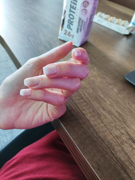 genuinely can't pick a favorite anymore 😩 did all of these myself over the past few months — the sparkly stiletto set, the milky pink, and the soft ombré. which one should i recreate next?? swipe through 💅 (my poor natural nails are hiding somewhere under there lol)